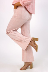 Pink Check Ponte Wide Flare