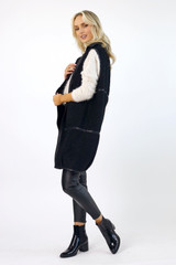 Black Reversible Shearling Vest