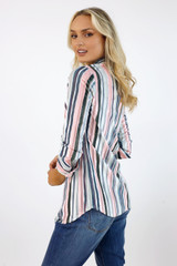 Lilac Stripe Burnout Mesh Bodyshirt