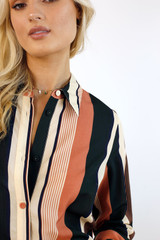 Stripe Chiffon Asana Shirt