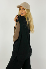 Black Cosy Cowl Vest