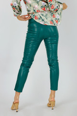 Teal Vegan Leather Biker Pants