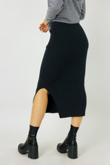 Black Cable Rib Skirt