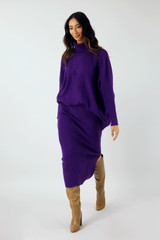 Purple Cable Knit Skirt