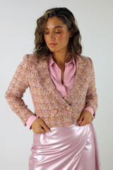 Pink Tweed Crop Blazer