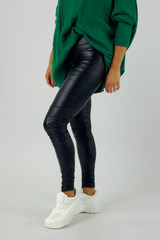 Black Waxed Ruched Legging