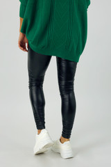 Black Waxed Ruched Legging