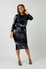 Black & Silver Sequin Skirt