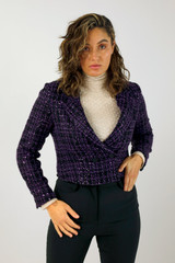 Purple Tweed Cropped Blazer