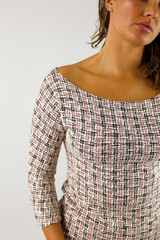 Pink Tweed Boatneck Top