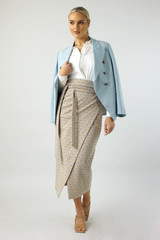 Silver Tweed Wrap Skirt