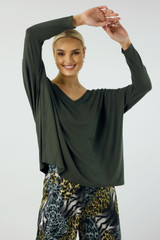 Khaki Bamboo Slouch Top