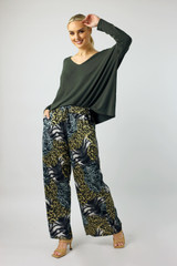 Patchwork Animal Print Silky Long Culotte