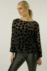 Black Spot Velvet Raglan Top