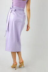 Lilac Vegan Leather Wrap Skirt