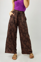 Brown Leopard Silky Long Culotte