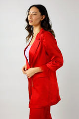 Red Satin Feather Blazer