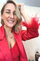 Red Satin Feather Blazer