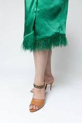 Green Satin Feather Skirt