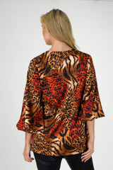 Orange Animal Silky Wrap Top