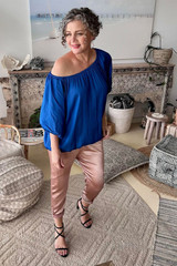 Cobalt Silky Off Shoulder Top