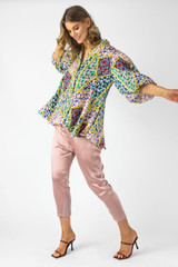 Floral Patchwork Silky Tunic Shirt