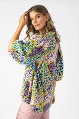 Floral Patchwork Silky Tunic Shirt