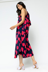 Heart Print One Shoulder Dress