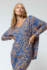 Blue Yellow Bamboo Slouch Top