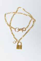 Gold Plated Chain Padlock Necklace