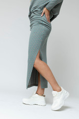 Jade Jacquard Split Skirt