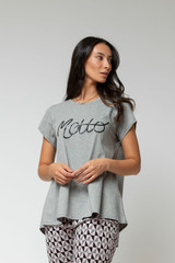 Charcoal Motto Sequined T Shirt