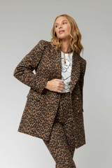 Tan Animal Classic Double Breasted Blazer