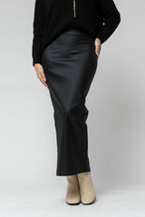 Black Waxed Split Skirt - SALE