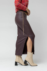 Plum Waxed Split Skirt