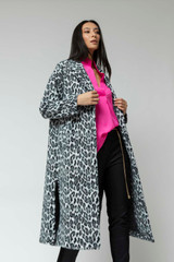 White Black Animal Zip Coat