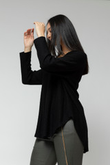 Black Lurex V Neck Jumper