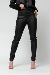 Black Waxed Slim Leg Pant