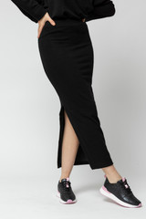 Black Ava Split Skirt