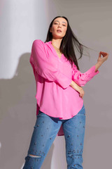 Pink Silky Blogger Shirt