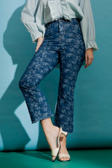 Floral Crop Flare Jean