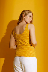 Yellow Checkerboard Double Layer Cami