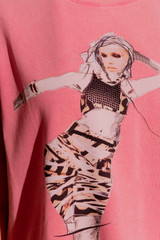 Pink Washed T-Shirt with Sequin Dancer Print