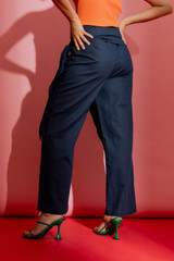 Navy Linen Sarong Tie Pant