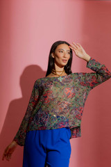 Green Paisley Chiffon Top