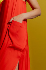 Red Strappy Pocket Dress