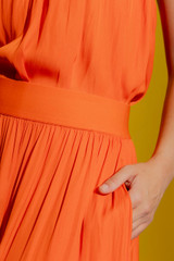 Orange Silky Slip Skirt