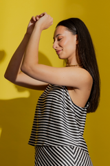 Black / Ivory Thin Stripe Silky Summer Cami