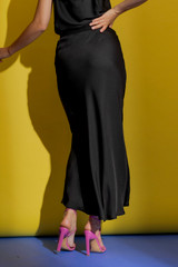 Black Silky Bias Skirt