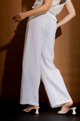 White Luxury Linen Paperbag Pant